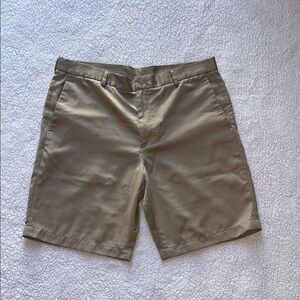 Perry Ellis Tan Flat Front Shorts with Knee-Length Style